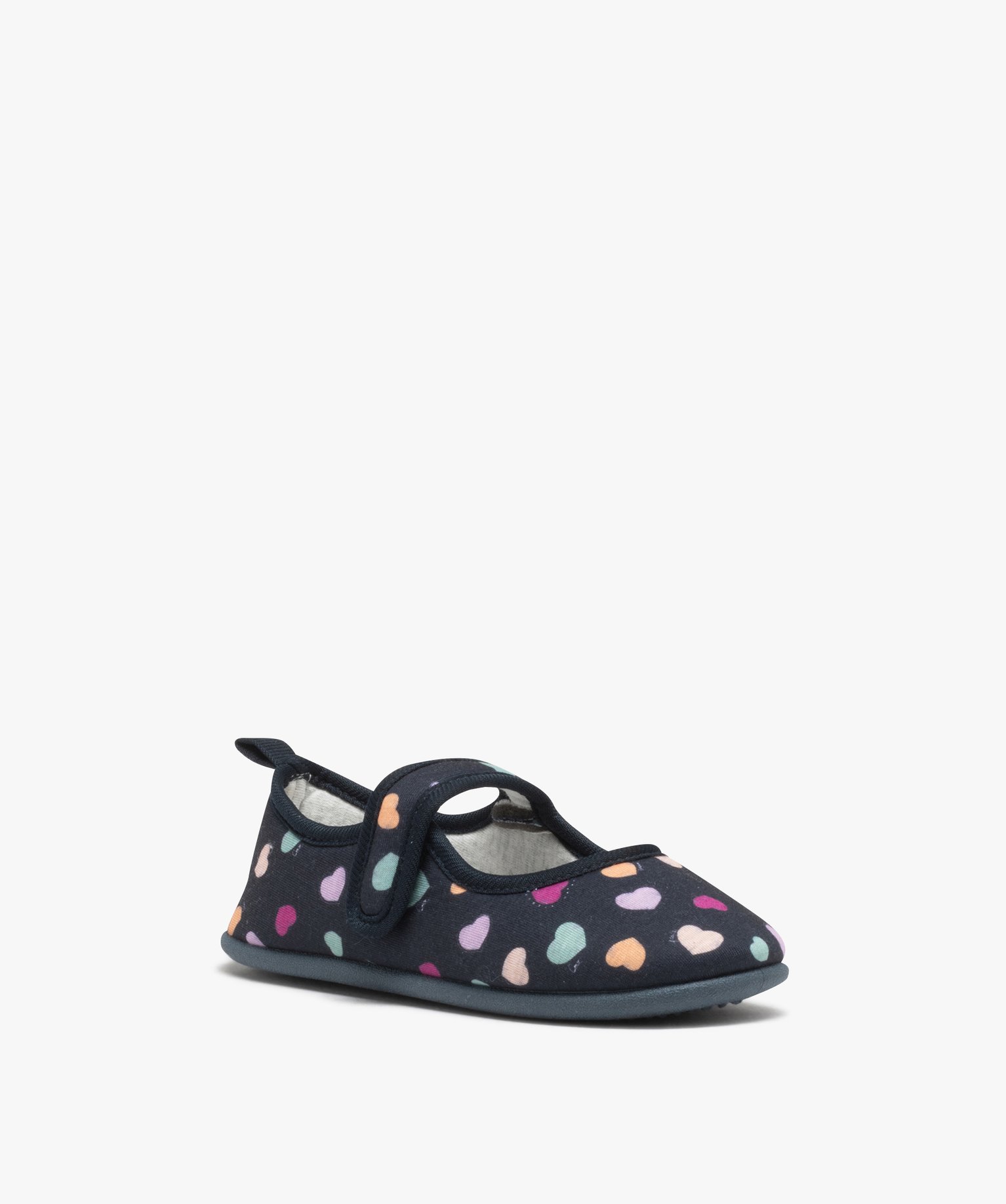 Chaussons fille ballerines à petits coeurs colorés bleu | GEMO