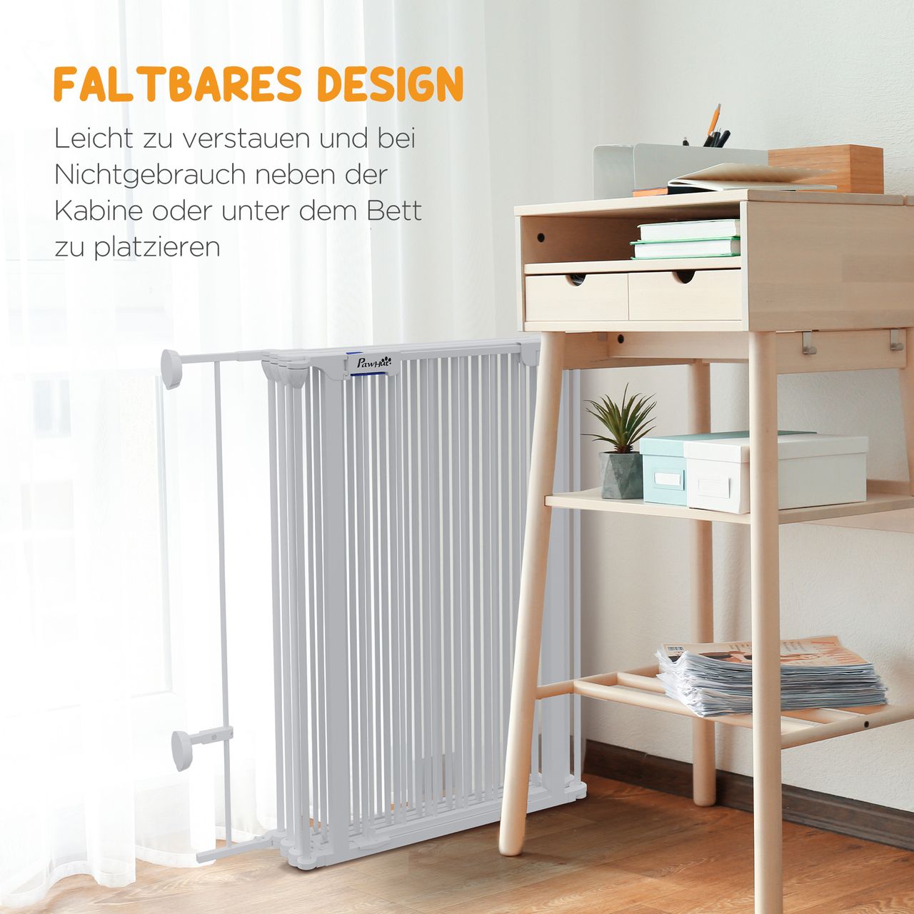 PawHut 2 in 1 Welpenlaufstall, Absperrgitter mit 6 Platten, 90 cm Freilaufgehege