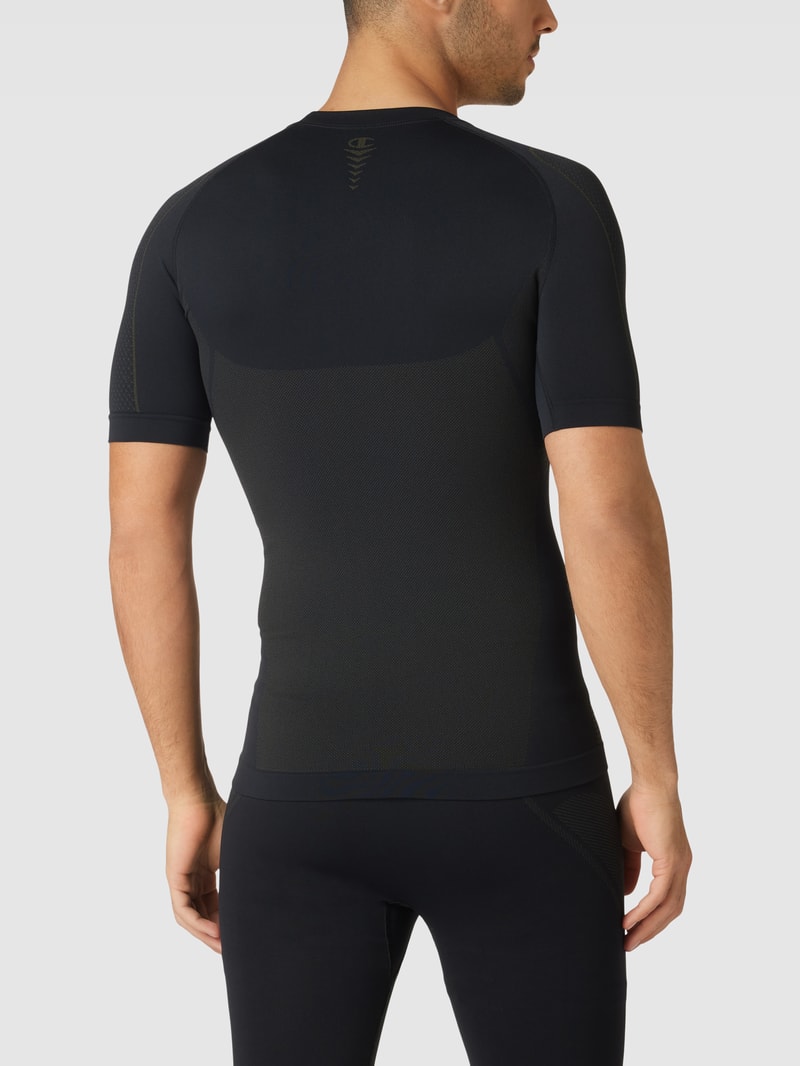 Atmungsaktives Thermoshirt mit Label-Print in dunkelgrau