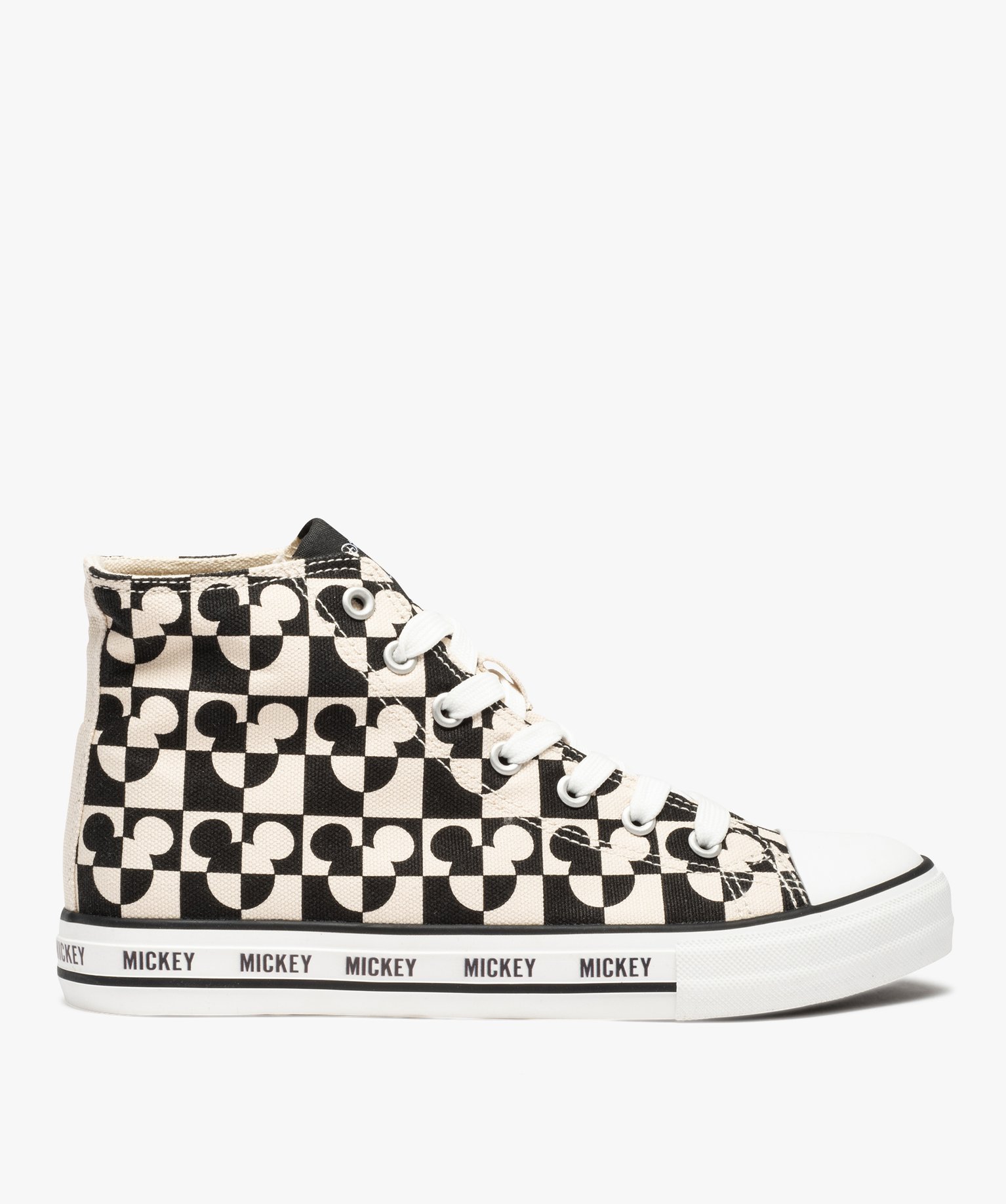 Baskets femme montantes en toile imprimée - DS noir | GEMO