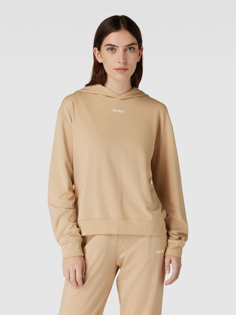 Hoodie mit Logo-Print Modell 'SHUFFLE' in beige