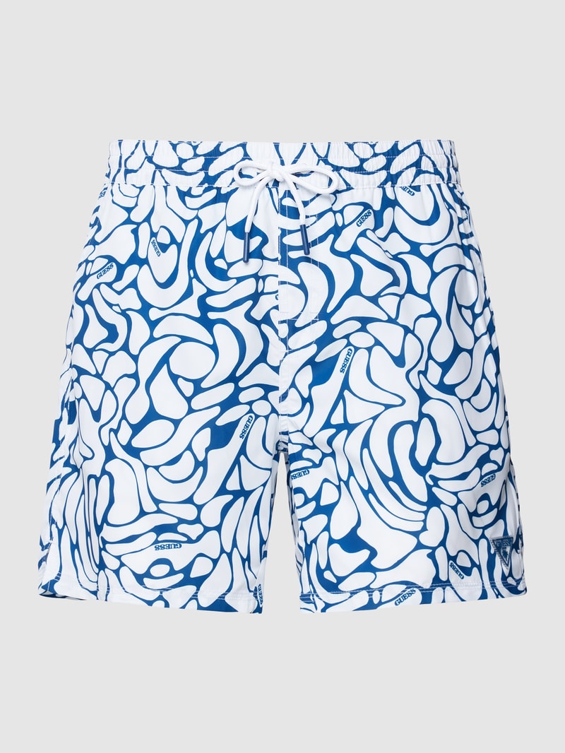 Badehose mit Label-Details Modell 'BALI' in dunkelblau