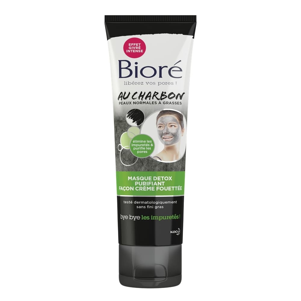 bioré Masque Detox Purifiant Façon Crème Fouettée au Charbon Masque visage
