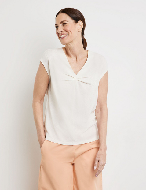Kurzarmshirt mit Faltendetail