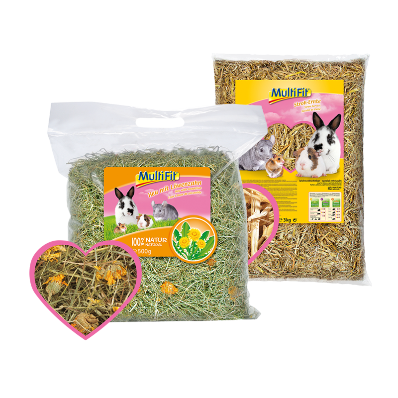 MultiFit Streu & Stroh MultiFit 3kg Stroh & 500g Heu mit Löwenzahn
