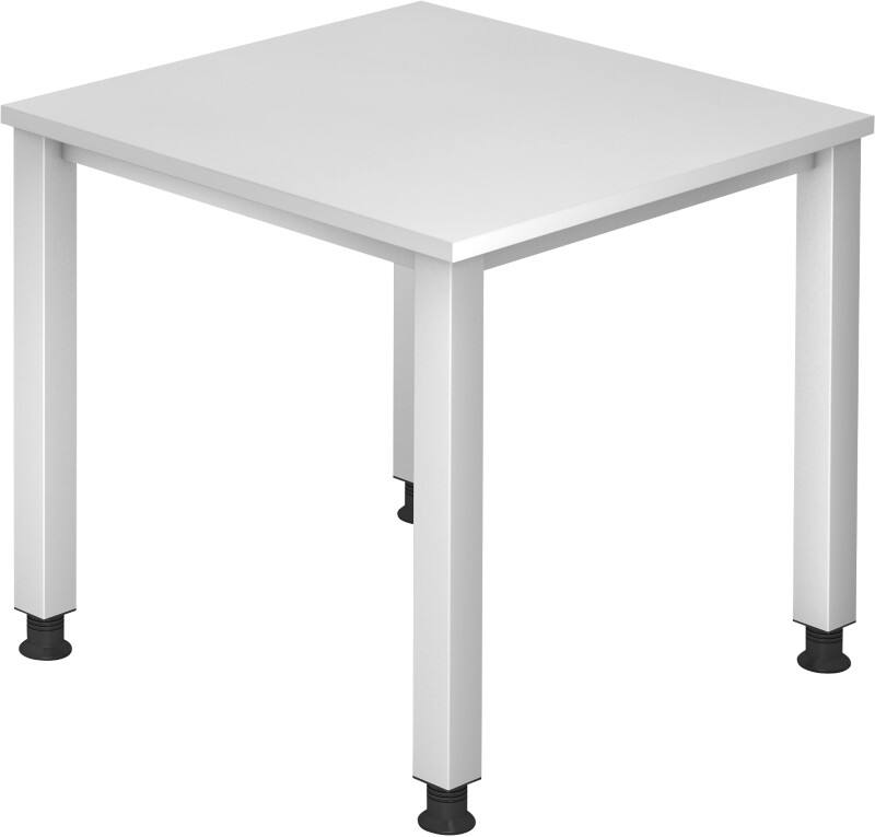 Hammerbacher VQS08/W Q Serie Höhenverstellbarer Schreibtisch Rechteckig Holz Silber 4 Füße 800 x 685 mm