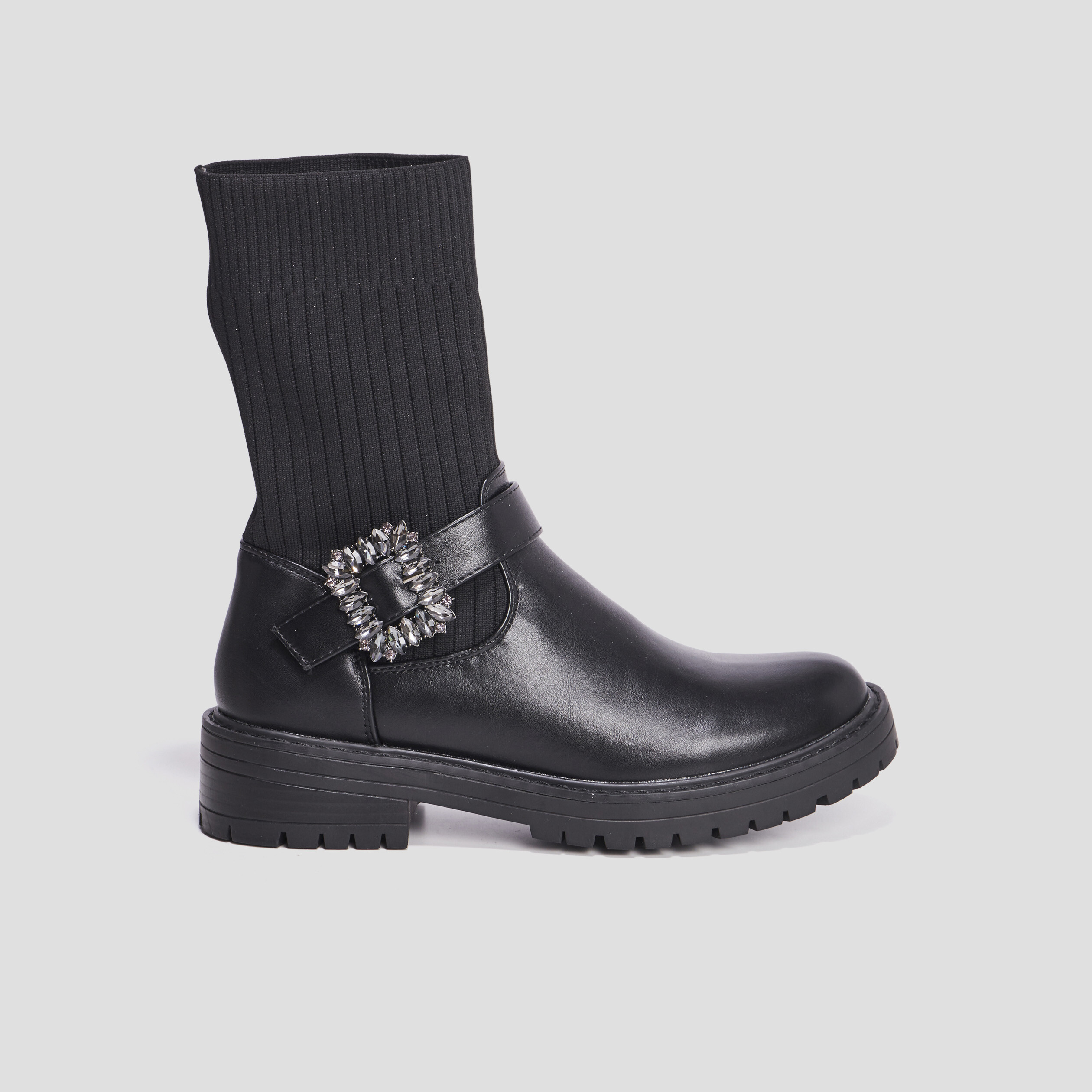 Bottines chaussettes avec boucle noir femme | La Halle
