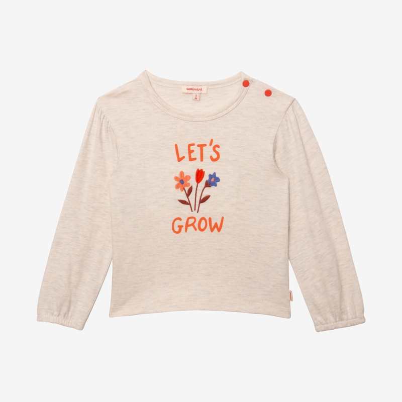 T-shirt bébé fille broderie herbier en coton recyclé gris Catimini