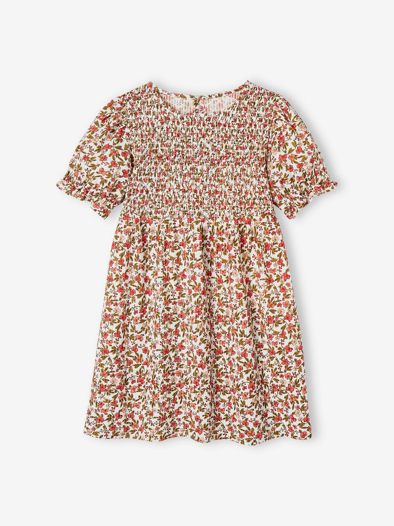 Vertbaudet Mädchen Kleid, gesmokt - rosa nude