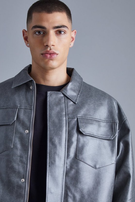 PU Harrington-Jacke mit Cargo-Taschen