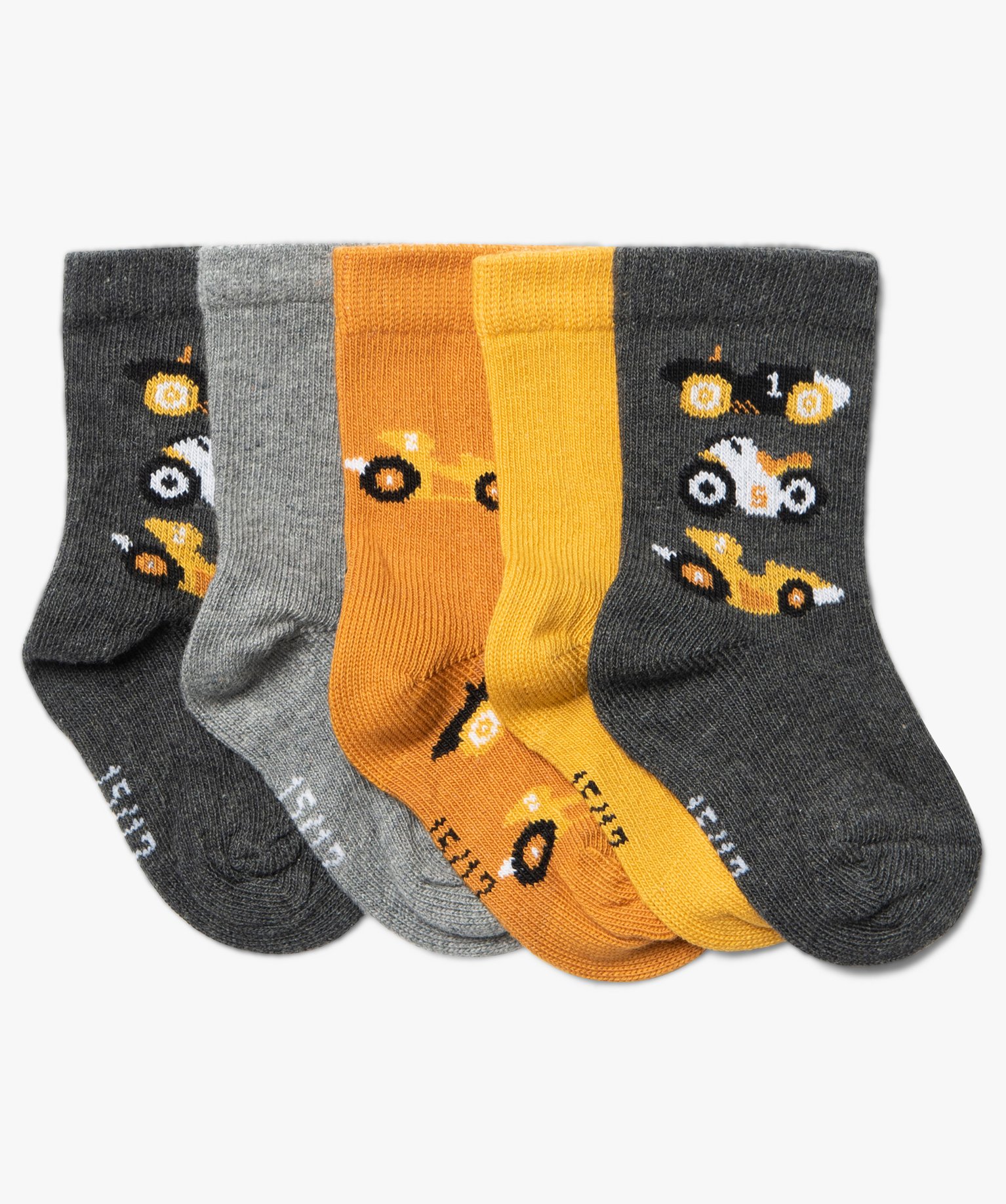 Chaussettes bébé avec imprimé bolides (lot de 5) gris | GEMO