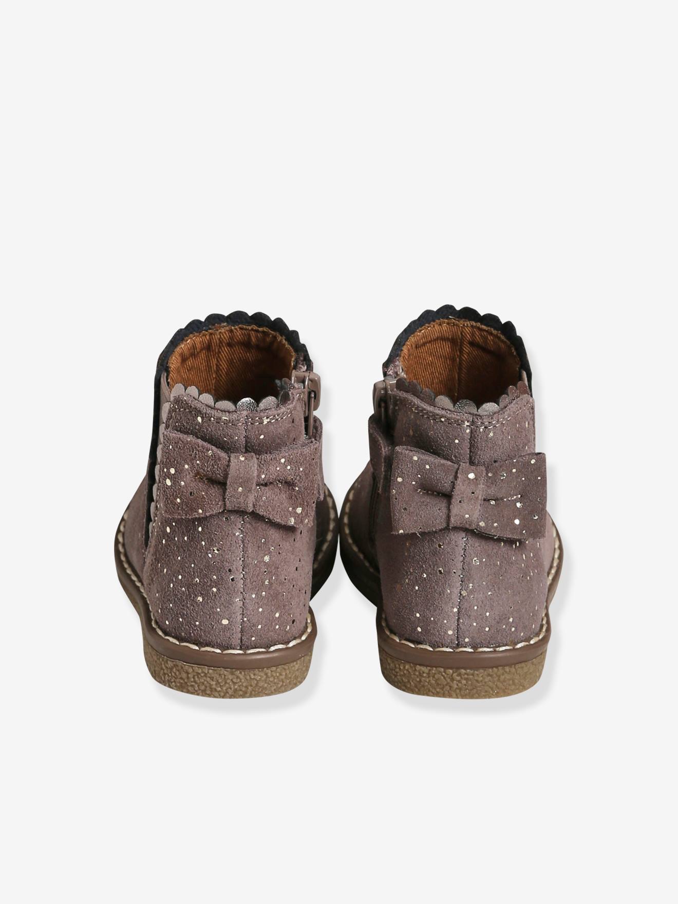 Boots cuir bébé fille élastiqués bleu marine