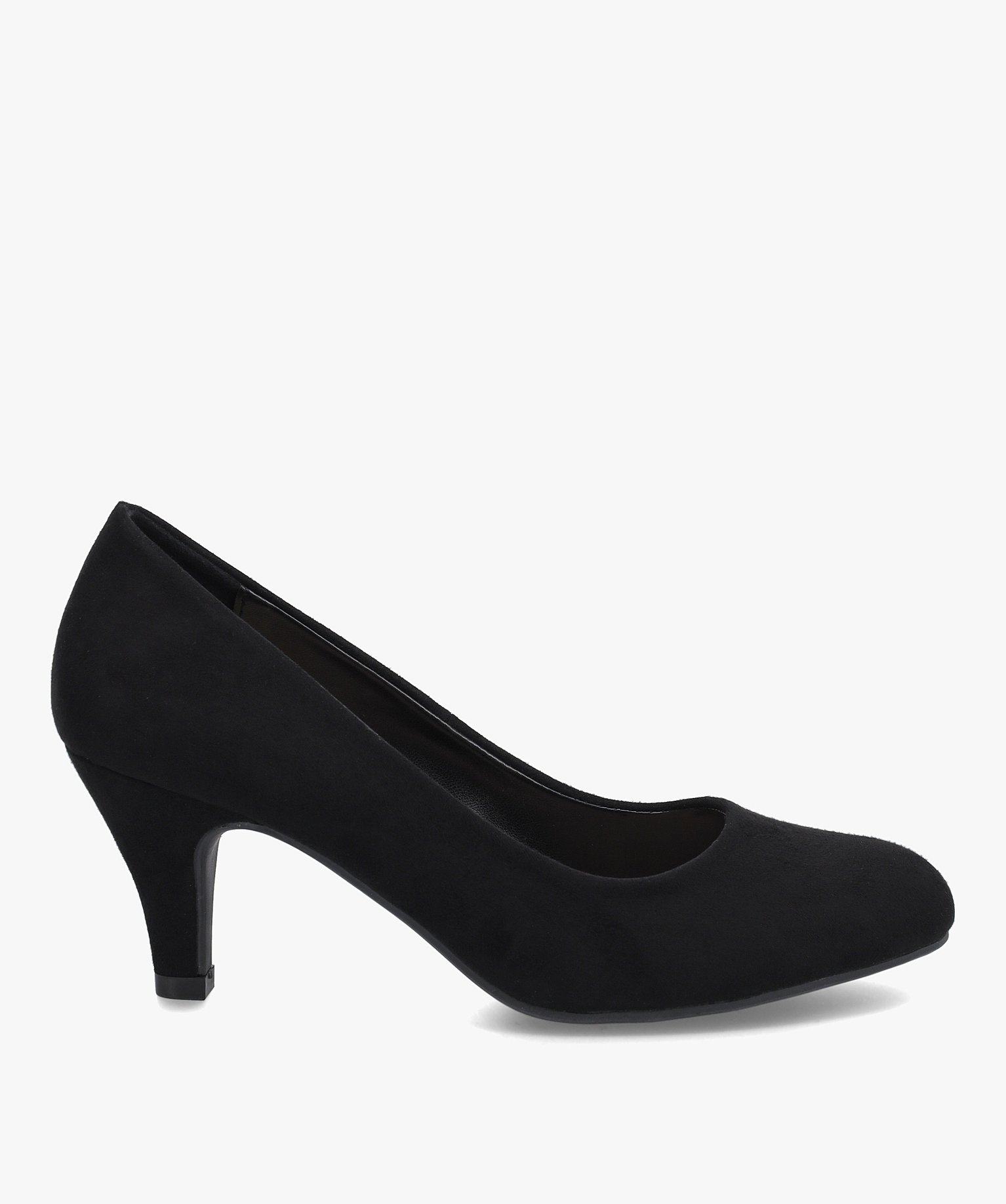Escarpins femme à petit talon dessus en suédine unie noir | GEMO