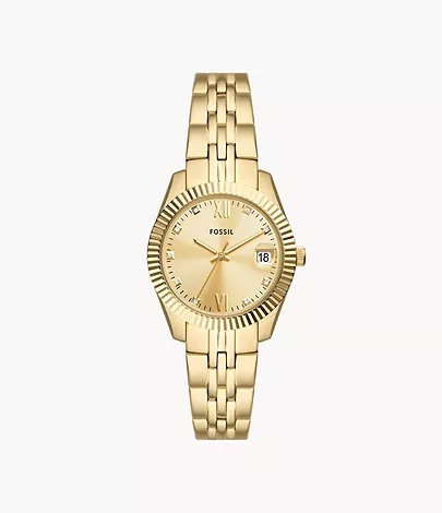 Fossil Uhr Scarlette 3-Zeiger-Werk Datum Edelstahl goldfarben