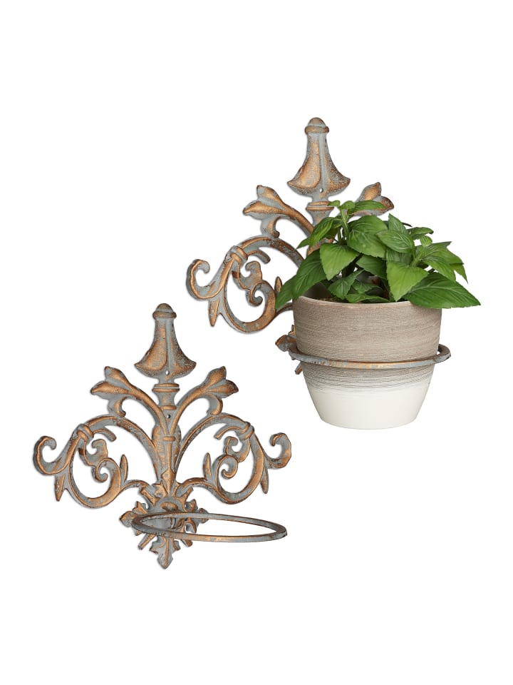 relaxdays 2 x Blumenhalter in Gold-Grau - Ø 13,5 cm günstig kaufen onesize