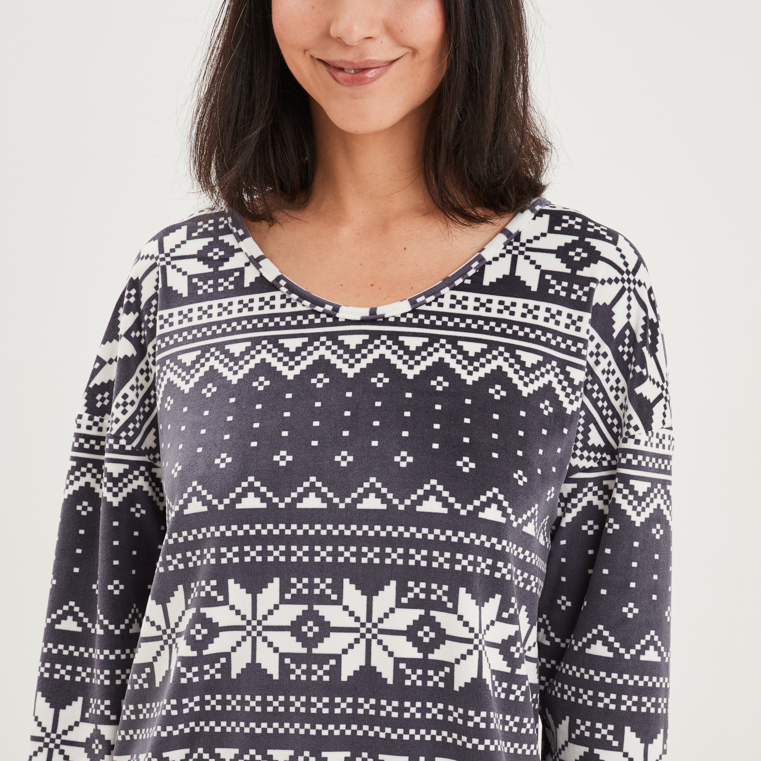 Ensemble pyjama pantalon velours bleu marine femme | La Halle