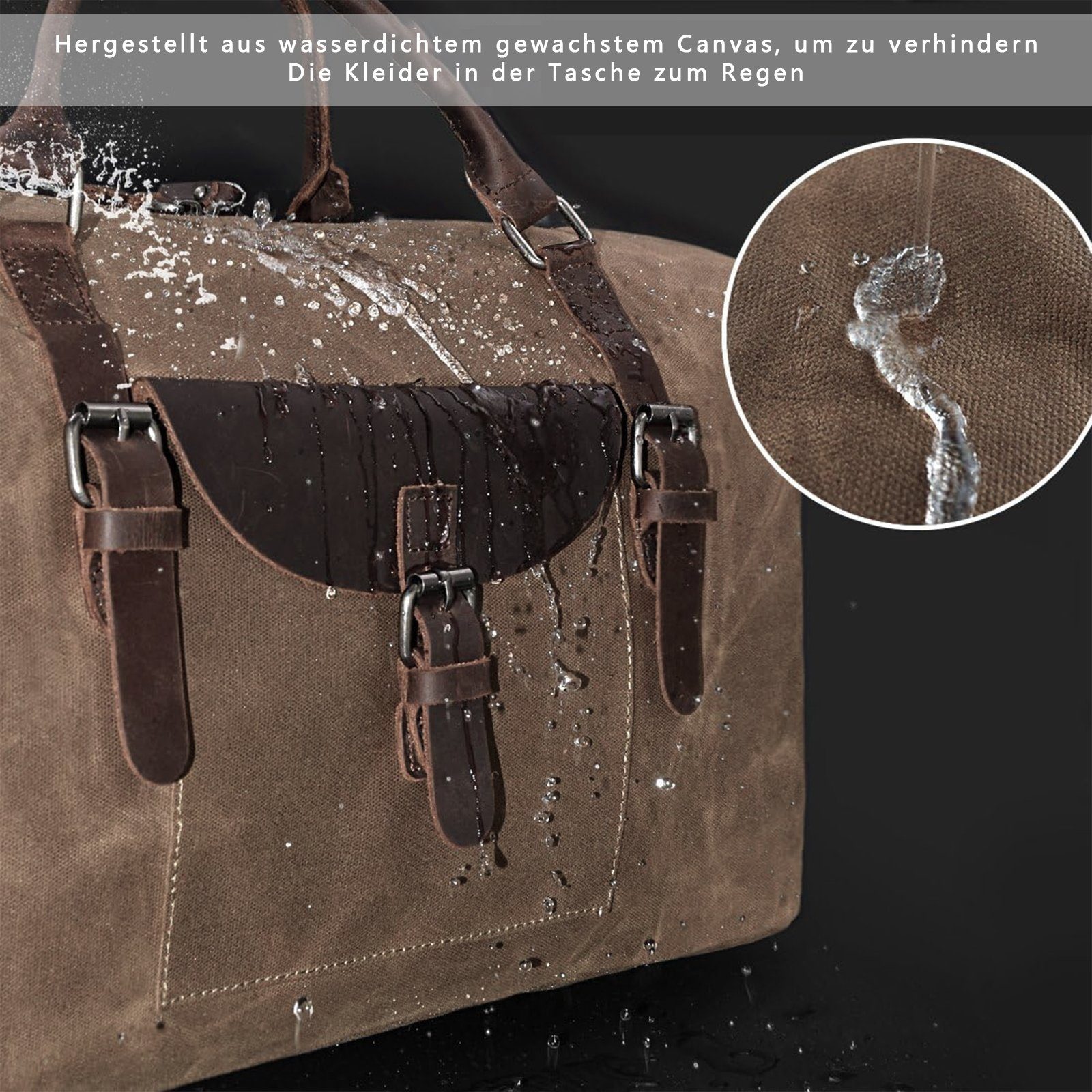 REDOM Reisetasche Trainingstasche Sporttasche Handtasche Schultertasche Seesack Sport (Fitness Tasche Schwimmtasche Sport Reise Tasche Übernachtungstasche, groß, Weekender, Wasserdichte, Echtleder), Männer Frauen Reisen Gym Urlaub Übernachtung Freize