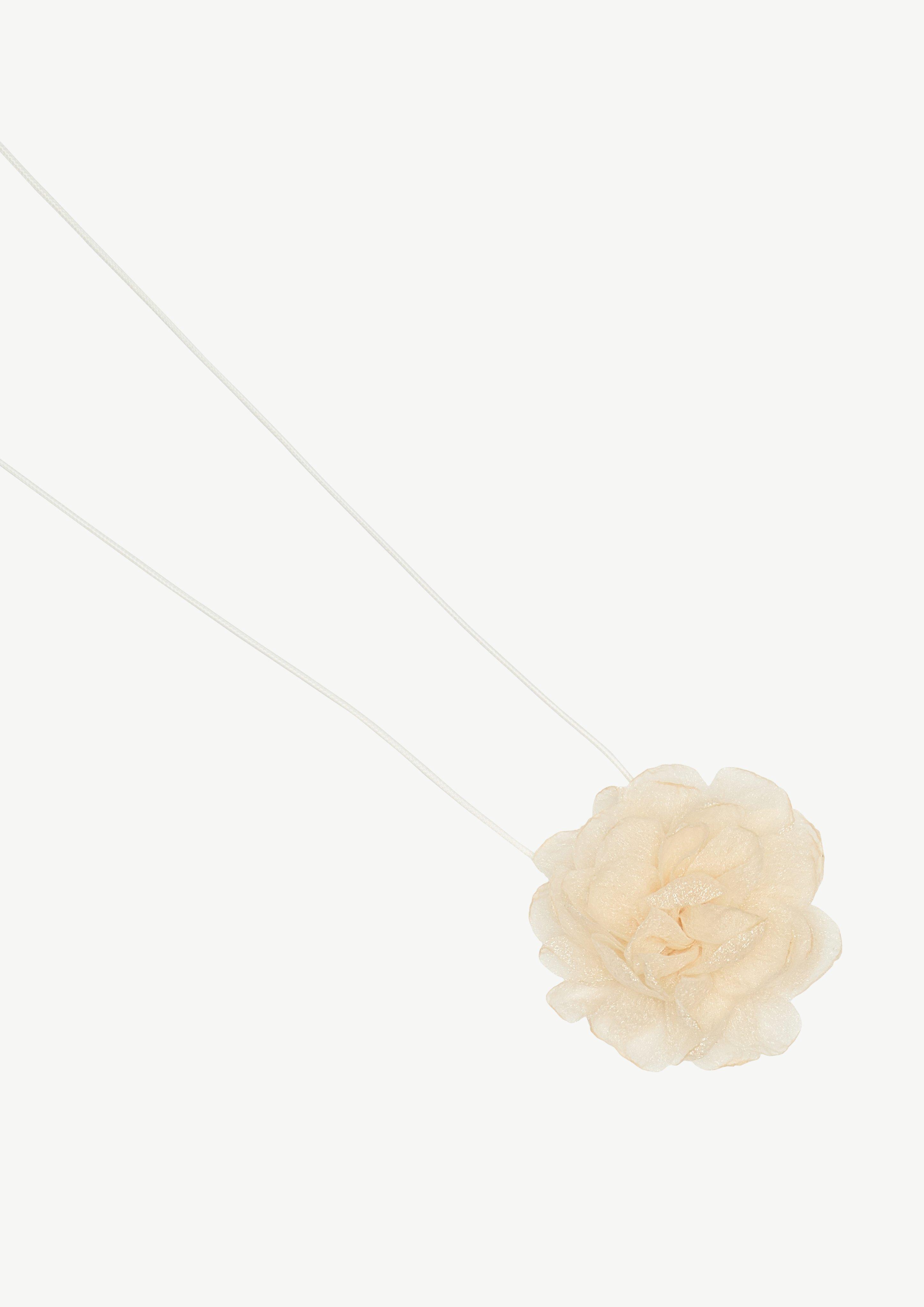 Chiffon-Blume mit Bindeband - helles beige