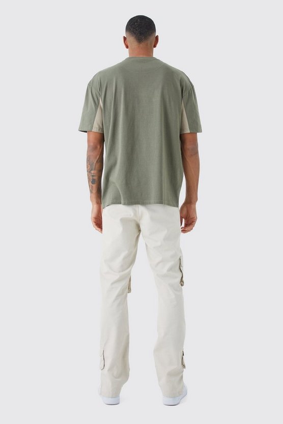Tall Oversize Colorblock T-Shirt mit Logo