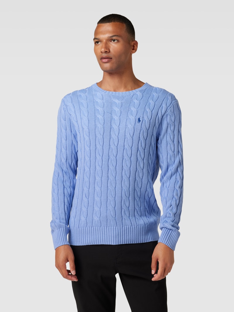 Strickpullover mit Zopfmuster Modell 'Driver' in ozean blau