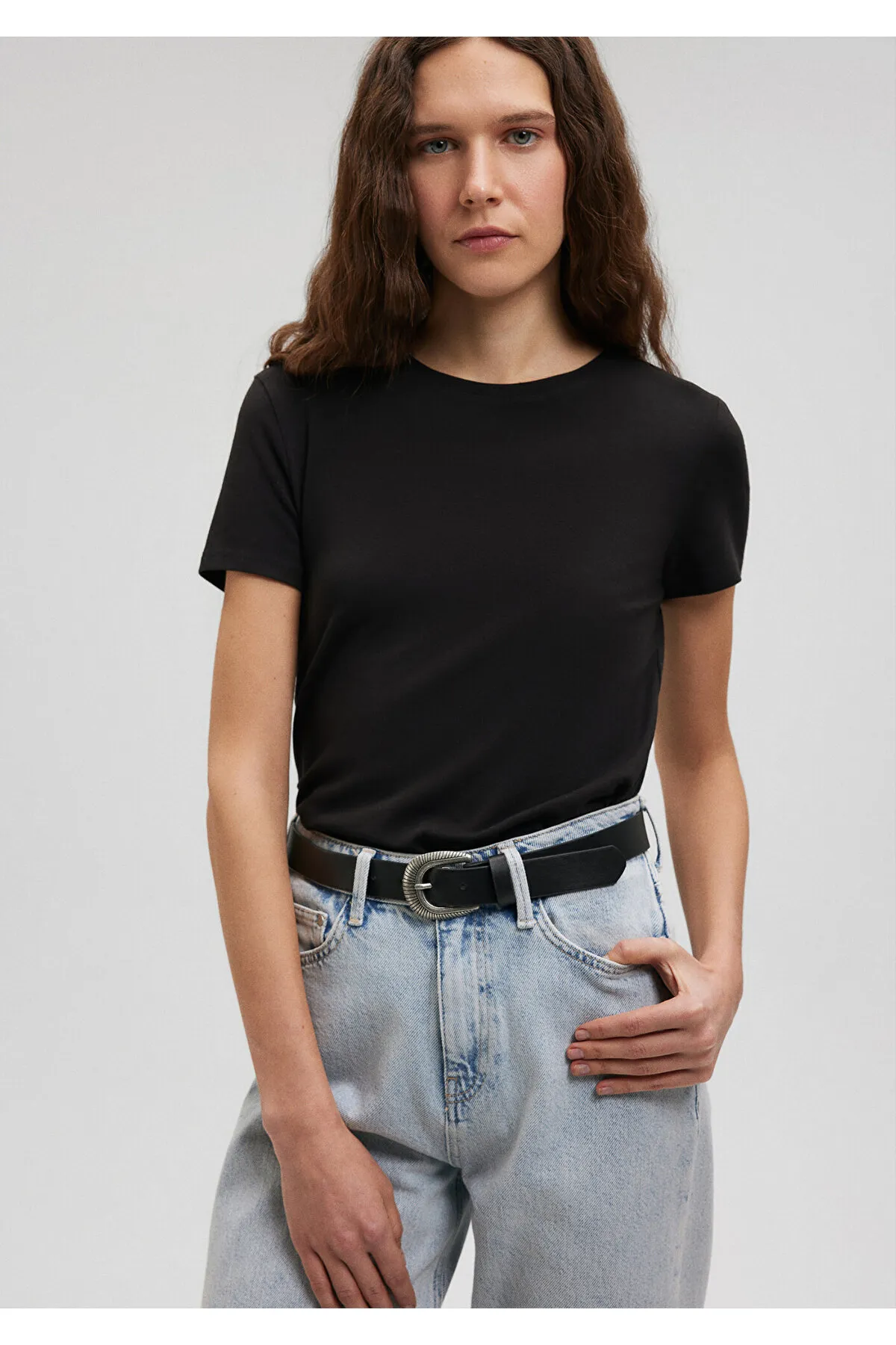Mavi  Schwarzes Stretch-Basic-T-Shirt - Taillierter Schnitt162767-900