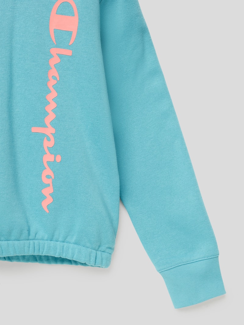 Hoodie mit Label-Detail in aqua blau