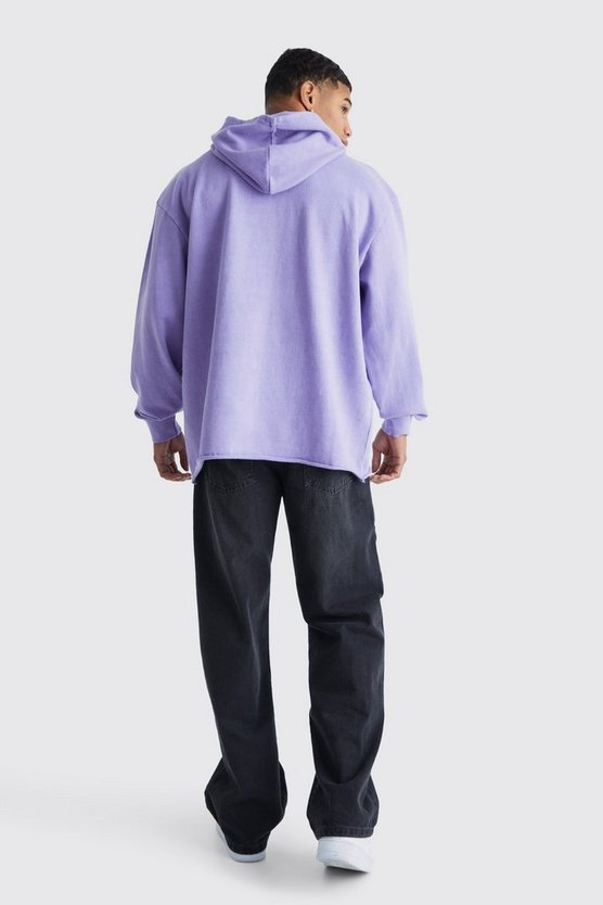 Oversize Man Hoodie mit rohem Saum