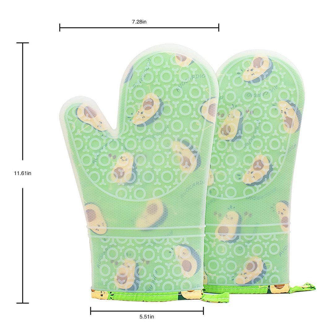 YANN Topfhandschuhe Silikon Ofenhandschuhe, hitzebeständige wasserdichte Handschuhe, (flexible Ofenhandschuhe mit gestepptem Futter, 1 Paar(Zitrone), anti-Verbrühungs-Koch- und Backtopflappen