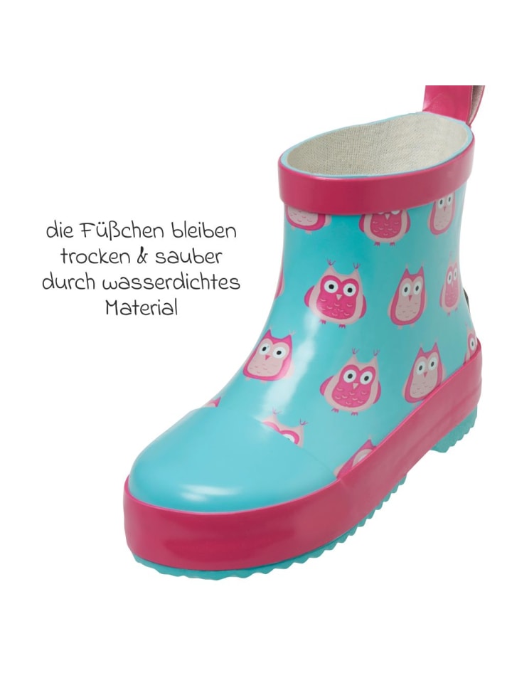 Playshoes Gummistiefel Halbhoch - Eulen - Türkis & in blau,rosa günstig kaufen