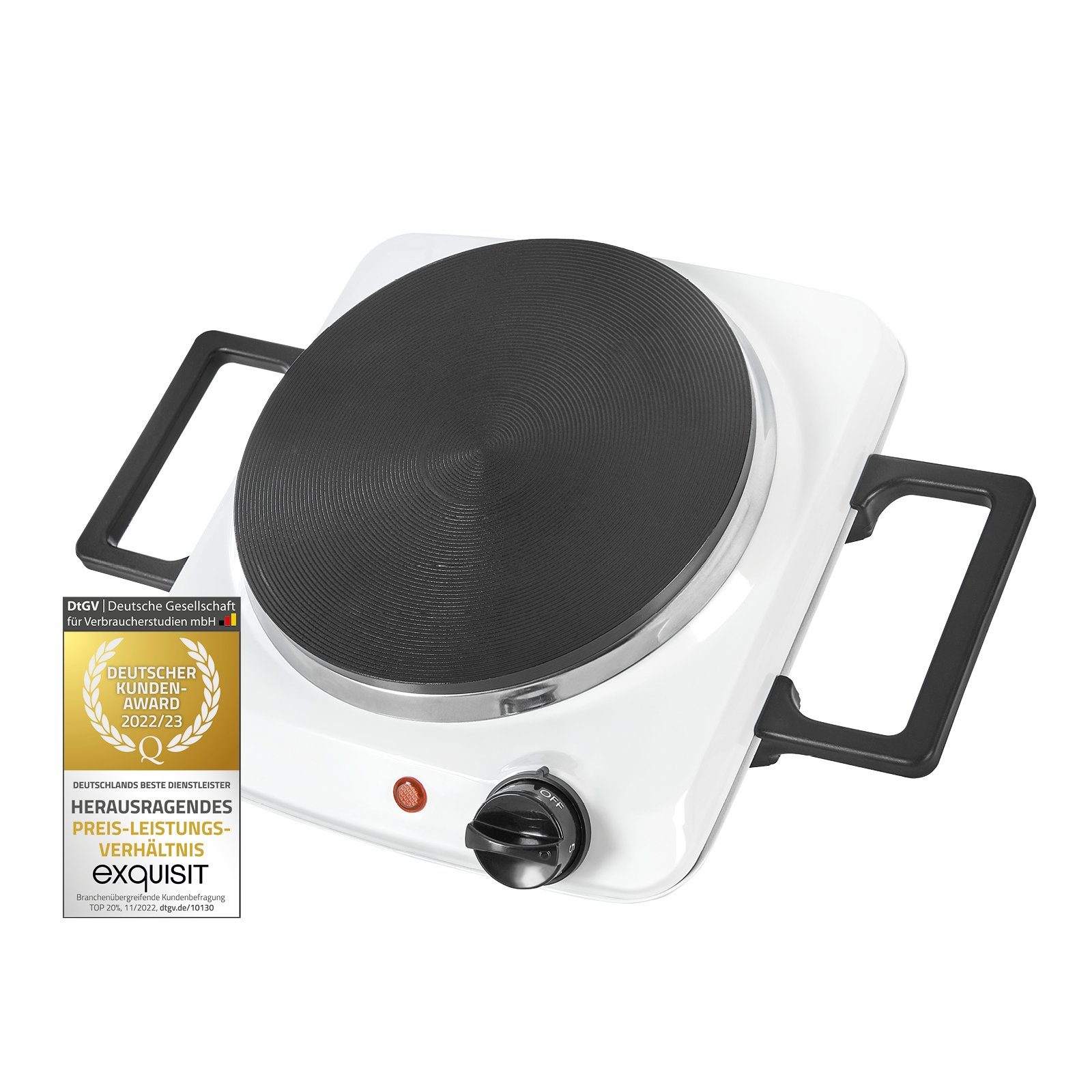 exquisit Einzelkochplatte KP 3102, 1500 W, Massekochfeld, flexibles Kochen überall
