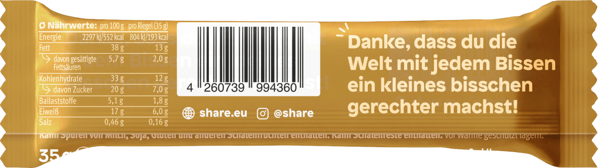 Nussriegel, Karamell Meersalz, 35 g