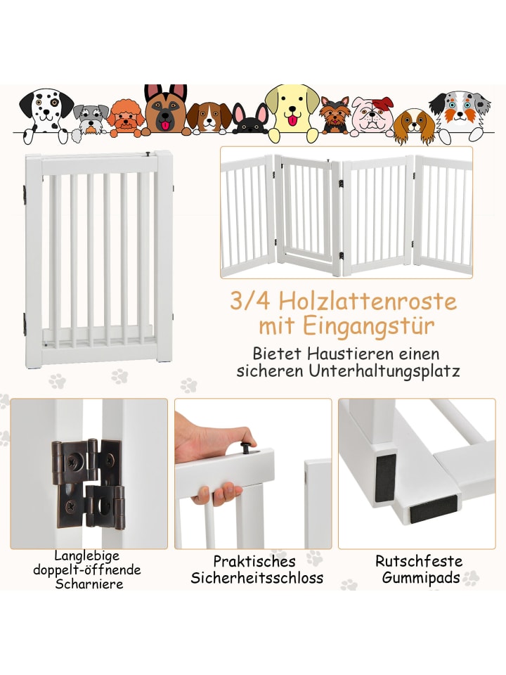 COSTWAY Absperrgitter 4 Stücke in Weiß günstig kaufen 76 cm