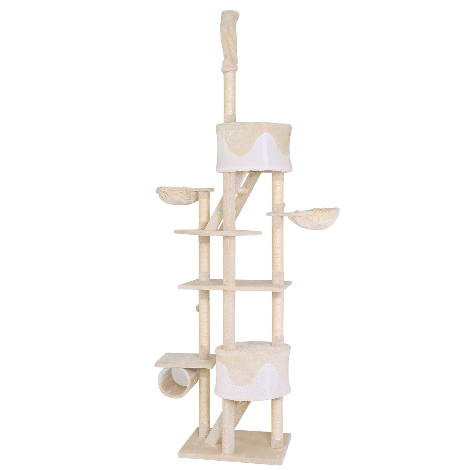 Lionto Kratzbäume Lionto Kratzbaum XXL, Höhenverstellbar (230 - 250 cm) weiß/ beige