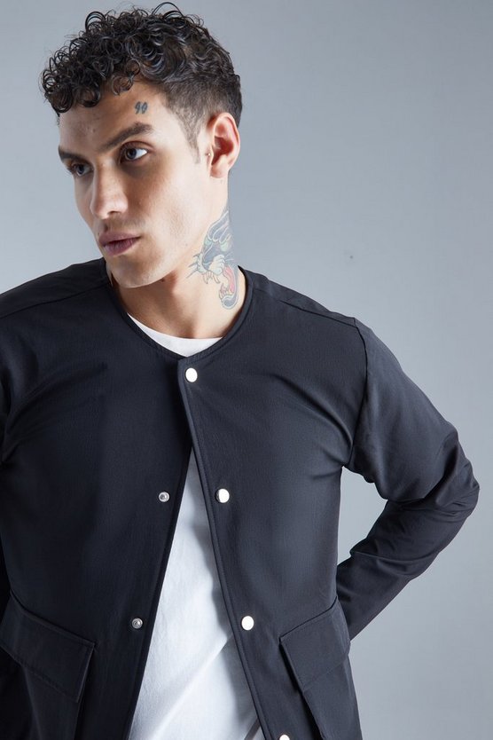 Kragenlose Stretch Bomberjacke
