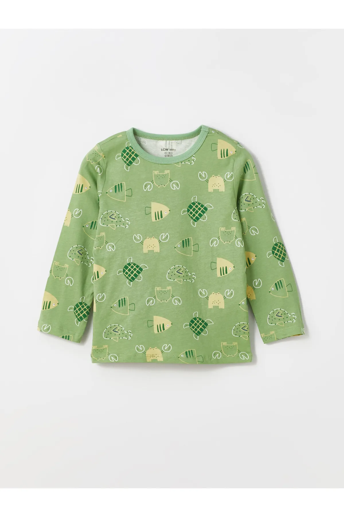 LC Waikiki  Bedrucktes Pyjama-Set für Babys mit Rundhalsausschnitt und langen Ärmeln, 2-teilig