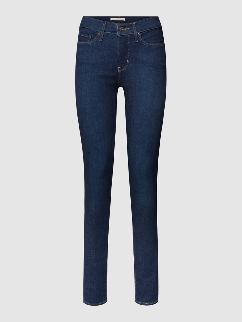 Jeans mit Label-Patch Modell 310 SHAPING SUPER SKINNY in marineblau