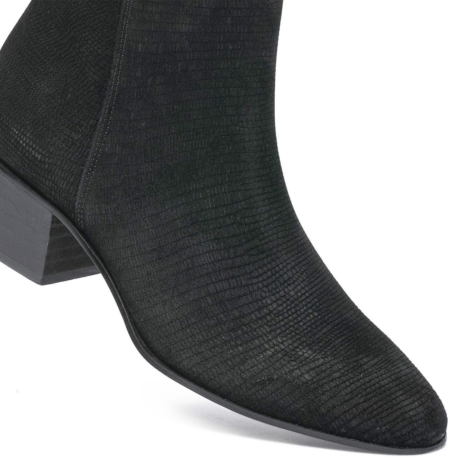 Boots TEXTO noir éco-conçu cuir velours embossé