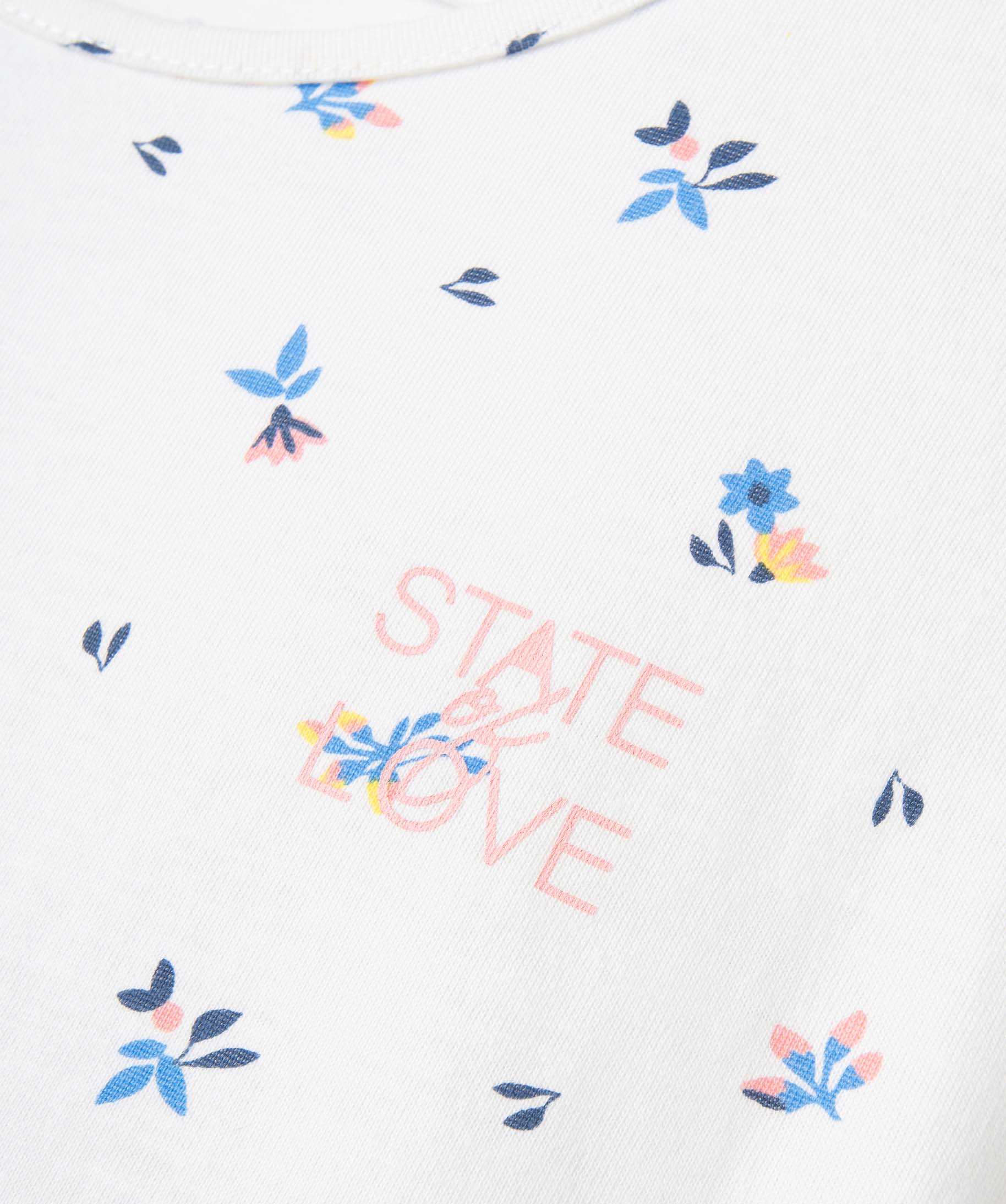 Tee-shirt fille à motifs fleuris coupe loose ecru | GEMO