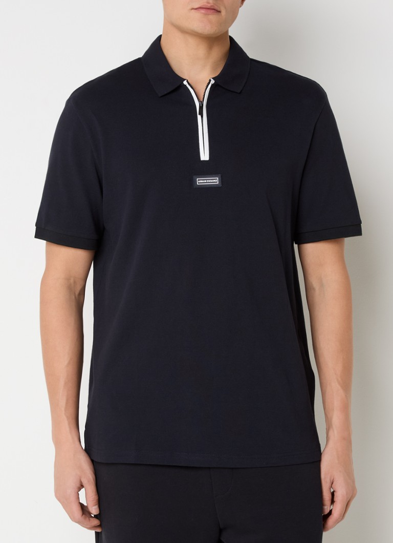 Polo Armani Exchange de corte regular em algodão piqué com meio zíper.