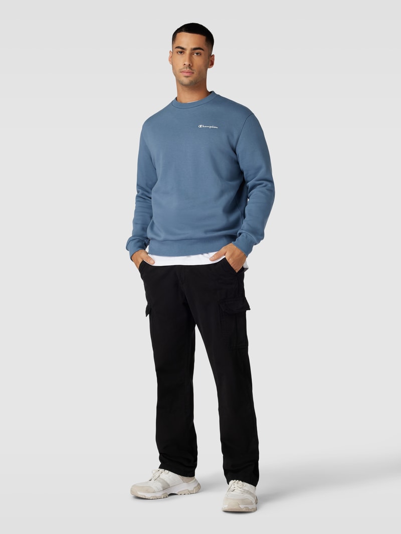 Sweatshirt mit Label-Details Modell 'Rochester' in rauchblau