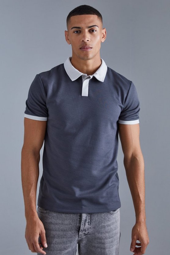 Oversize Poloshirt mit Kontrast-Kragen