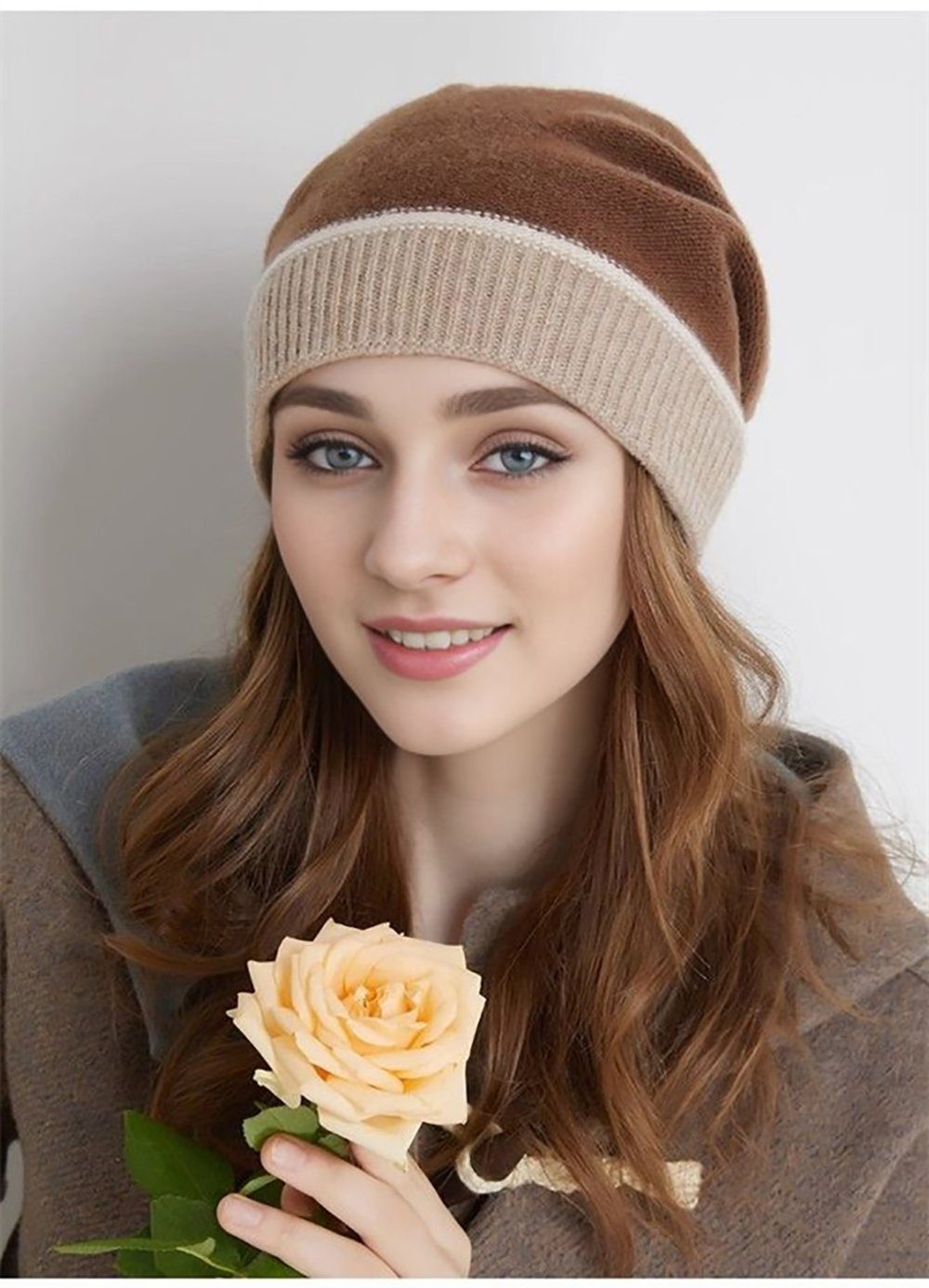 Aatrx Schlapphut Warme Mützen für Herbst und Winter, kontrastfarbene Strickmützen (1-St)