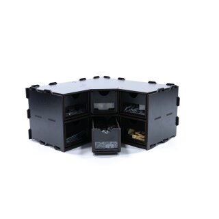 Black Paint Rack: Eckteil mit Schubladen