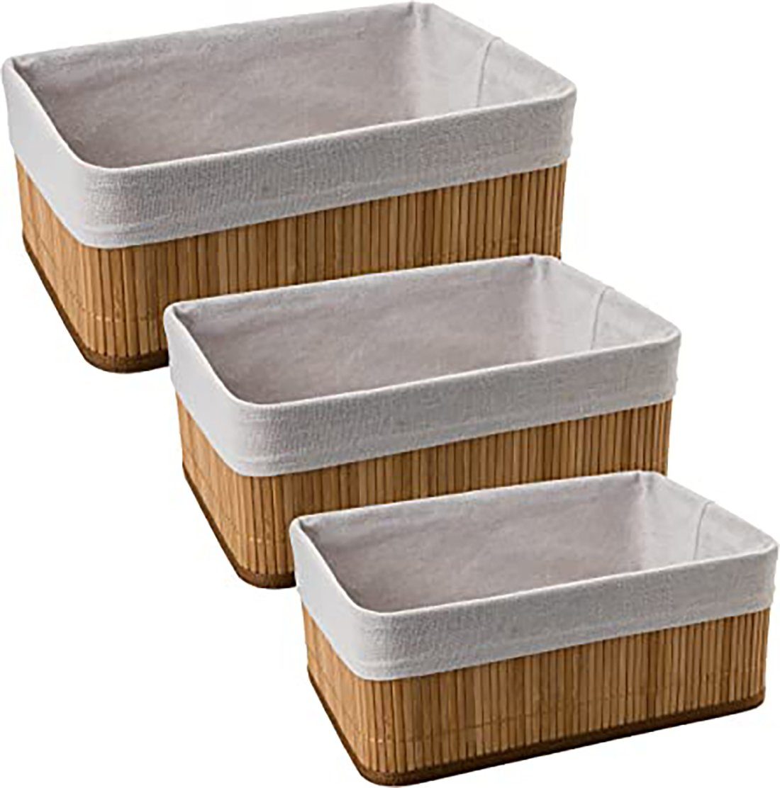 Centi Aufbewahrungskorb Körbe Aufbewahrung, Aufbewahrungskorb Bad, Körbchen Aufbewahrung (Spar Set, 3 St., 1xH8cm*L20cm*B15cm,1xH10cm*L25cm*B15cm, 1xH12cm*L30cm*B20cm), Verschiedene Größen: S, M und L, platzsparend ineinander stapelbar