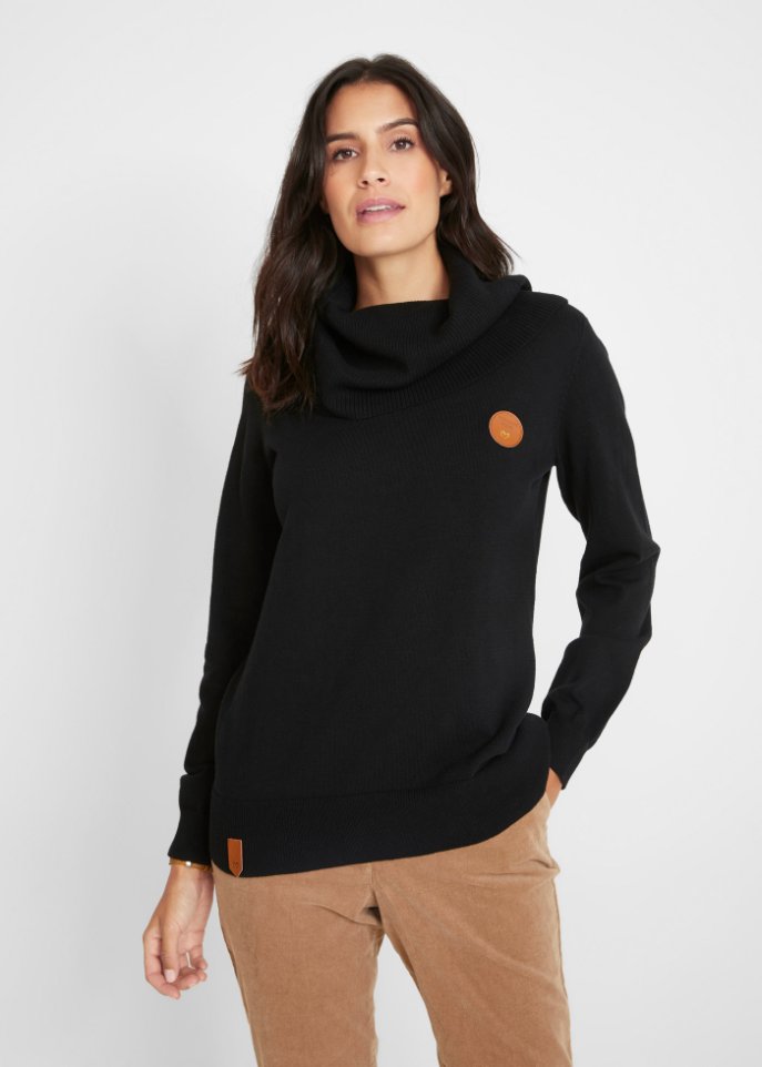 Feinstrickpullover mit weitem Kragen