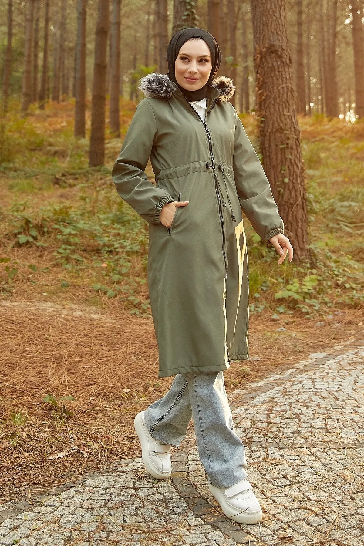 InStyle  4601 Regenmantel mit Fleece-Innenseite – Khaki