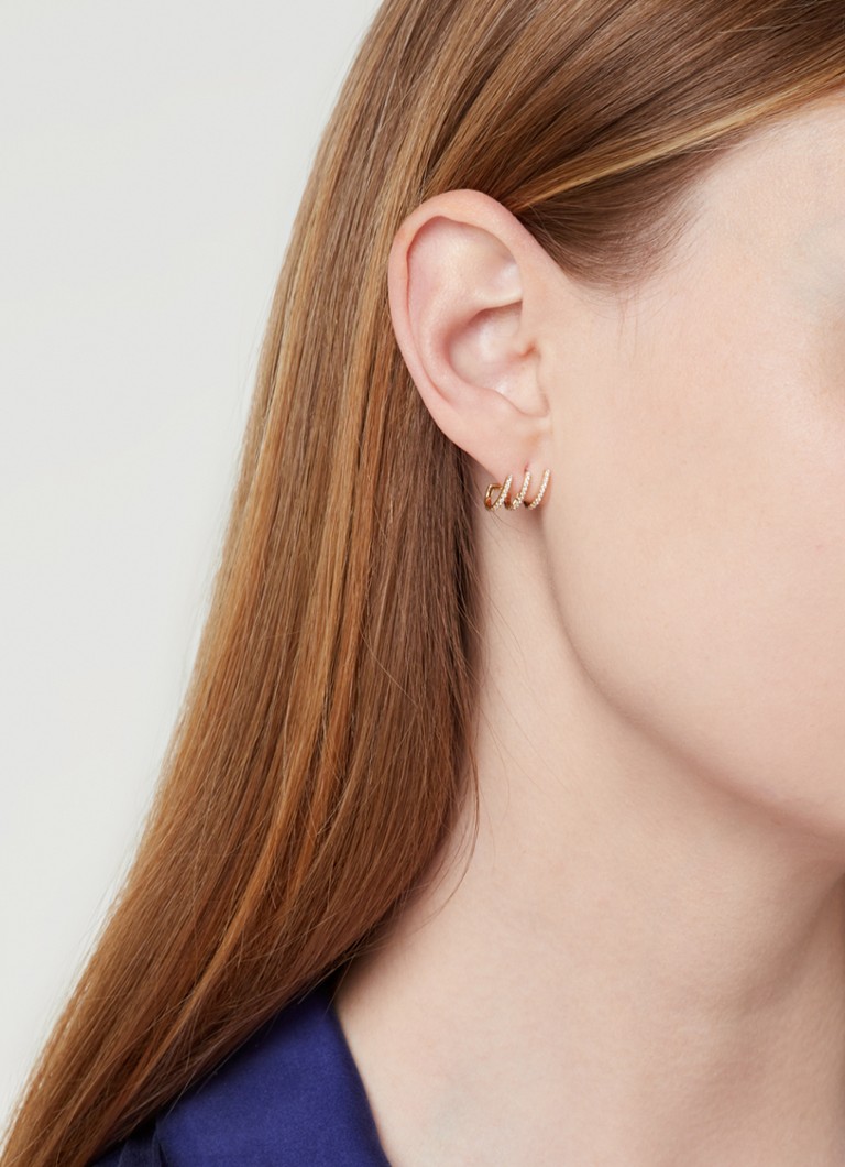 Culet Jewellery Triple Illusion single left hoop earring of 18 carat yellow gold with diamond