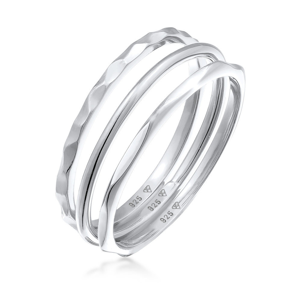 Elli Elli Bague Femmes Basique Empilement Set de 3 en Argent Sterling 925 Bague