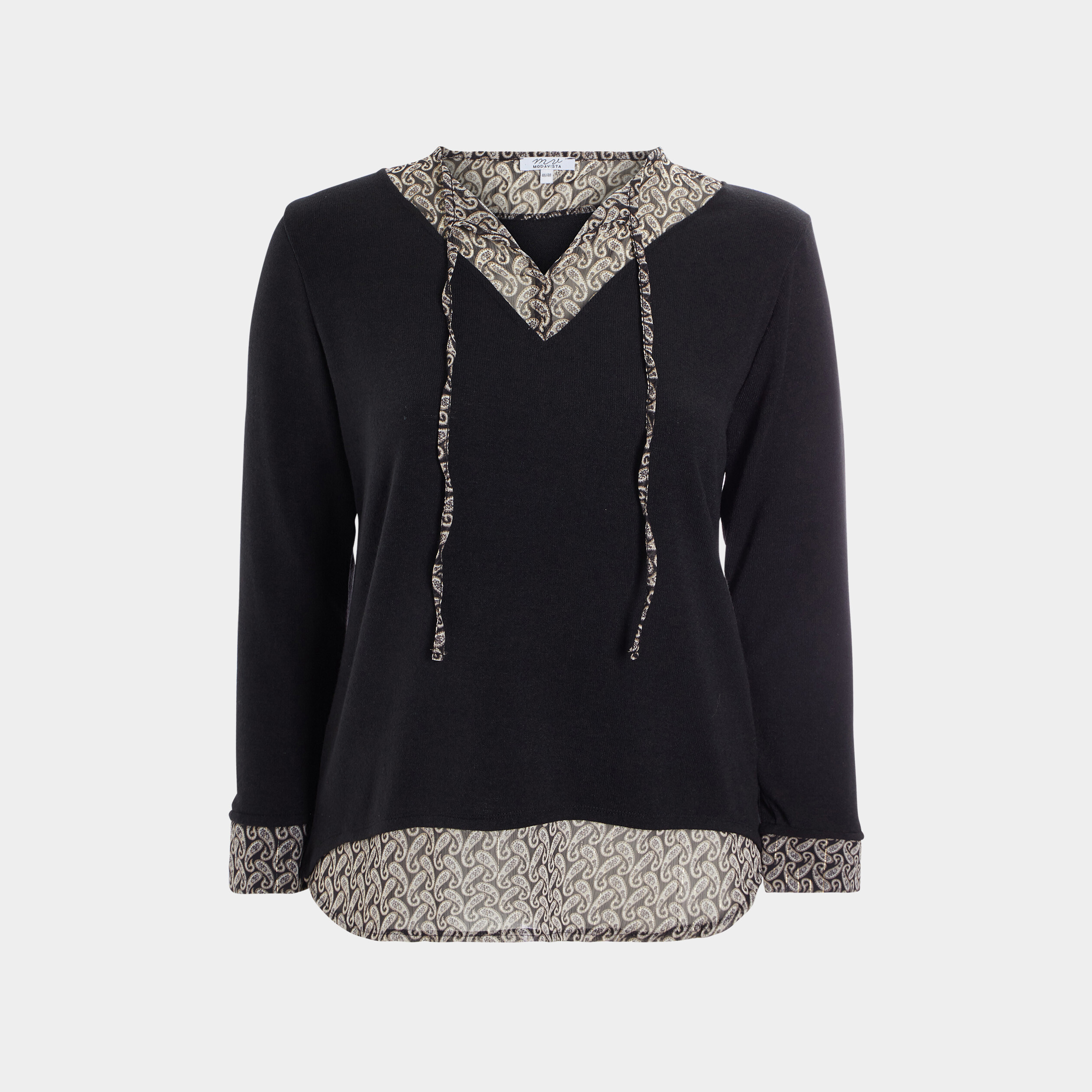 Pull effet 2-en-1 noir femme grande taille | La Halle