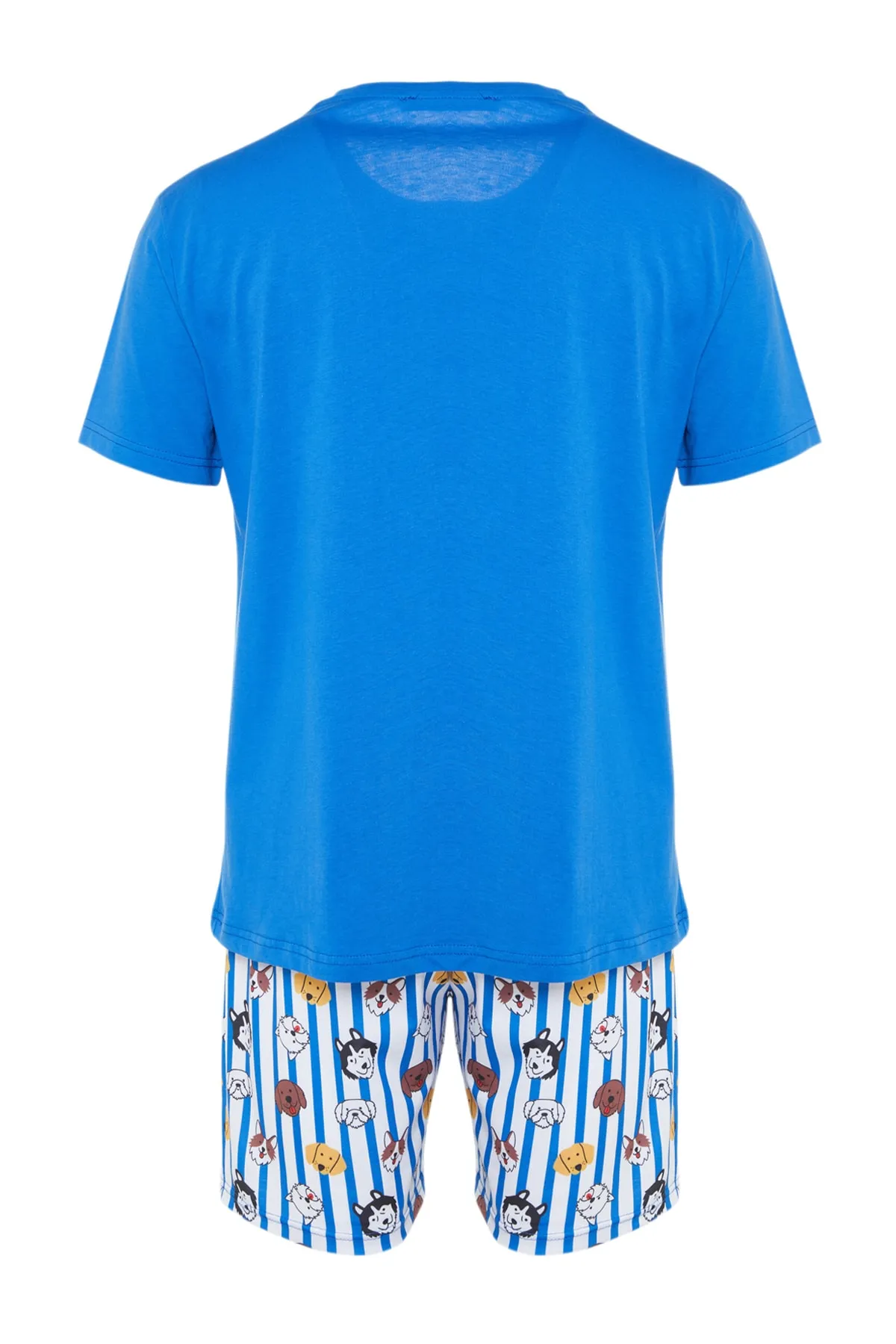 Trendyol Collection  Dunkelblaues Unisex-Pyjamaset mit normaler Passform und bedruckten Shorts TMNSS23PT00000